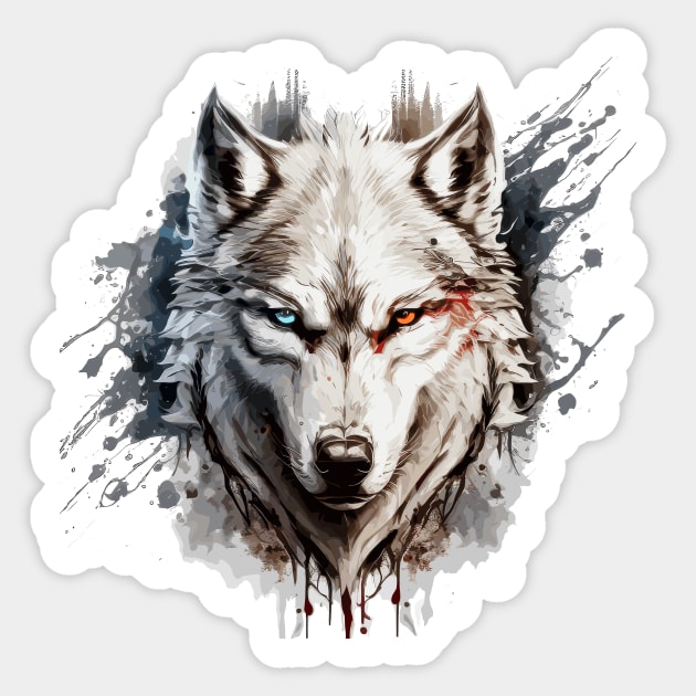 Wolf Portrait Animal Painting Wildlife Outdoors Adventure Sticker by Cubebox